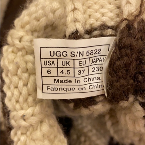 UGG Brown and White Striped Knitted Boots - Picture 8 of 11